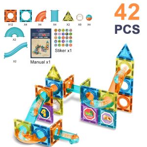 Mainan Magnetic Tiles Building Blocks Mainan Marble Run Race Mainan Edukasi Anak 98 pcs