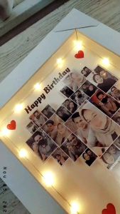 30x25cm lampu hias love mozaik foto LED scrap box bingkai frame foto popup 3D hadiah kado gift hampers custom ultah anniversary wedding wisuda unik