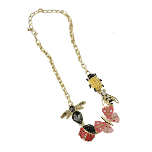 Handmade Alloy Insect Pendant Necklace Adjustable Length Ladybugs Butterfly Neckchain Colorful Gift For Her