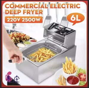 Commercial Electric Deep Fryer Heavy Duty 6L 220W Multifunctional Fryer Large Capacity