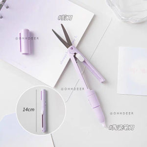 OHHDEER Kawaii 2 In 1 Foldable Scissors Utility Knife DIY Handwork Paper Cutter Envelopes Opener Stationery Supplies