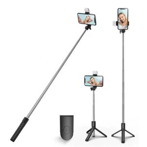 DEGRAD 0.7/1/1.7m Mobile Phone Selfie Stick with Fill Light Handheld Live Streaming Bracket Adjustable Phone Holder Selfie Rod for Video Recording/Photo/Vlog