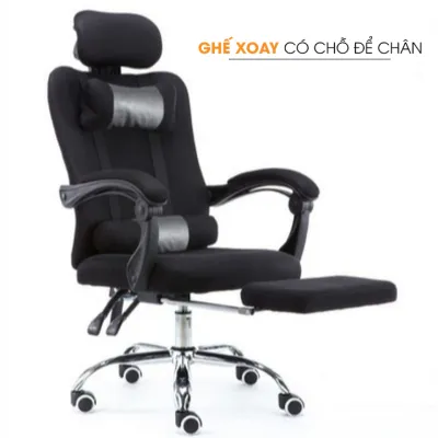 Ghế Xoay Văn Phòng Ghế Học Sinh Ghế Làm Việc Tại Nhà Chân Xoay Inox Sang Trọng Có Tựa Đầu Ngả Lưng Và Gác Chân