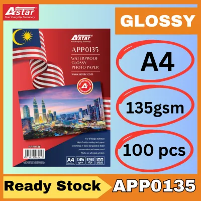 [SG Seller][Astar][Glossy 135gsm]Astar Glossy Fast Dry Photo Paper 135gsm Photograph Inkjet Printing A4 Photo Paper