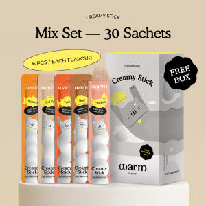 WARM For Pet Creamy Stick Value Set 30PCS / box (16g) Cat Food Wet Treat Premium (Wet / Snacks / Supplements/ Cat Stick) Makanan Kucing Pet Food
