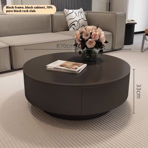 Urban Echo Light Luxury Round Rock Plate Coffee Table/Minimalist Tea Table For Living Room Home Use