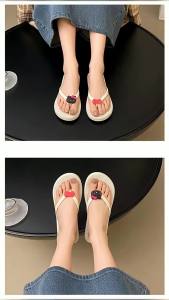 Summer Thick-Soled Outdoor Flip-Flops Non-Slip Ins-Style With Bowknot Soft And Comfortable Easy To Wear Full Of Youthful Charm Suitable For Home Use