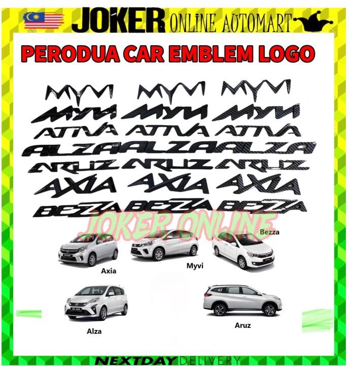 ABS CAR Emblem Logo FOR Perodua Bezza Aruz Ativa Axia Alza Myvi word ...