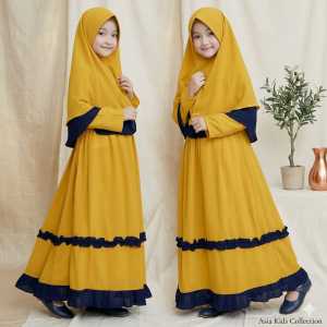 Gamis Anak Murah Set Hijab Ukuran 3-11 Tahun Bahan Adem Baju Muslim Anak
