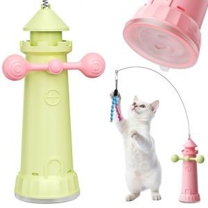 PWD0442 Suction Cup Interactive Cat Toys Detachable Rod 360 Rotation Automatic Cat Teaser Indoor Cat Toys Funny Cat Teasing Stick Pet Supplies
