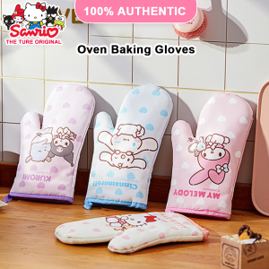 100% Authentic Sanrio Hello Kitty Oven Baking Gloves Cinnamoroll Microwave Oven Glove Kuromi Non-slip Heat Resistant Insulated Mitten Kitchen Tool Melody LFB193