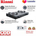 Harga Promo RINNAI Kompor Gas 2 Tungku RI-202S Bahan Sangat Kuat Hitam Teflon SI API BIRU SUPER AWET. 