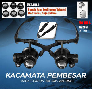 ZEAST Kacamata Pembesar 25x Magnifier dengan 2 LED service jam eletronika - 9892GJ