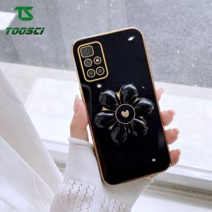 For Xiaomi Redmi 10A/Redmi 10C/Redmi 5 Plus/Redmi 7/Redmi 8/Redmi 8A/Redmi 9/Redmi 9A/Redmi 9C/Redmi 9T Luxury 3D Flower Petals Holder Stand Plating Phone Case HP Soft TPU Back Cover
