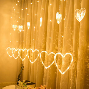 Heart Shaped Curtain Light Fairy String Lights Christmas Garland Outdoor for Party Home Wedding Decor