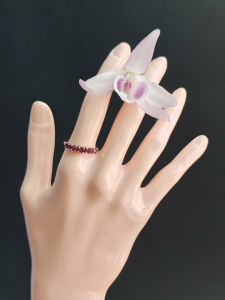 [ Woosilver ] Nhẫn Đính Đá Đỏ 5 Viên Sang Trọng - Secondhand - WS171