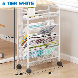 [5T/6T] Worthbuy Metal Bookshelf Trolley Rak Buku Bertingkat Troli Penyimpanan Condiment Storage Organizer Magazine Rack