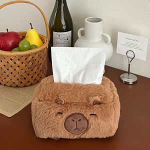 ELLIER Large Capacity Capybara Tissue Box Easy Access Designs Portable Car Napkin Holder Multipurpose Decorative Plush Napkin Pouch Home