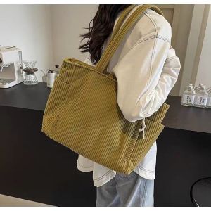 Corduroy Canvas Bag New Large-capacity Shoulder Bag Students Class Hand bag for Women Shopping Leisu