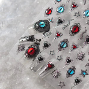 ZEEMIN Punk Style Y2K Cats Eye Snakes eyes Nail Stickers Gaze Cross Dragon Eye Nail Art Decal Design Manicure Tool Nail Art Slider De