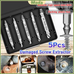 Moda 5Pcs/set Damaged Screw Extractor Remover for Stripped Head Screws Nuts & Bolts Drill Bit Tools