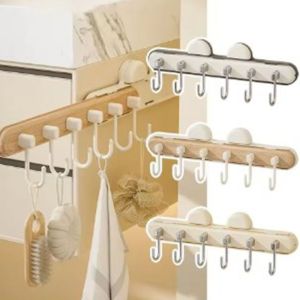 ZENGD Punch-Free ตะขอยืดถ้วยดูด อุปกรณ์ติดผนัง ยืดได้ยืดหยุ่น ราวกั้นประตูหลัง ใช้งานได้จริง การประหยัดพื้นที่ ตะขอติดแน่น อุปกรณ์สำหรับห้องครัว