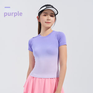 SUPERFLOWER Summer New Gradient bernafas pakaian Yoga wanita kasual kelajuan pengeringan pakaian sukan luar kecergasan kemeja t bernafas