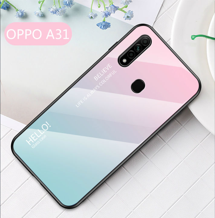 For OPPO A31 Case GradiGradient Tempered Glass Phone Case For OPPO