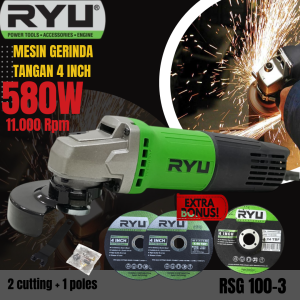 BIG PROMO RYU Mesin Gerinda Tangan 4 inch Angle Grinder RSG 100-3 /RSG 100-5 Gurinda Tangan