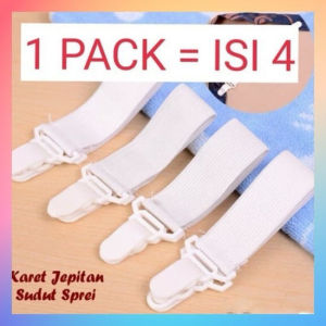 Jepitan Pengait Sprei Bed Cover Karet Penjepit Sudut Gantungan Hook 4 Tali Karet Strap Pengikat Pengencang Ujung Kasur Gripper J18