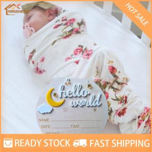 MIH ✨ COD ✨ กระดานไม้แจ้งเตือนทารกแรกเกิด Hello World น่ารักประกาศคลอด