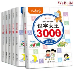 识字大王3000字(全套6册)大开本幼升小常用识字库 幼儿童学前看图识字基础书 Children Chinese Character Learning Picture Book pinyin Buku WeBuild