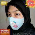 3 Pcs Masker Motif Bahan Kain Flanel (2Lapis). 