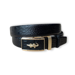 Thắt Lưng Nam Da Bò Dập Vân Cá Sấu TM824 Khóa Tự Động Bản Rộng 3.5cm Màu Đen Full Hộp