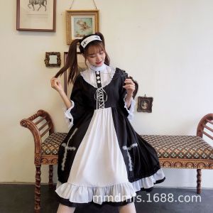 Halloween-style soft girl dress long-sleeved lolita princess dress Cross lolita skirt