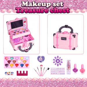 Kids Makeup Toys Girls Real Makeup Kit Washable Non-toxic Makeup Toy Set Retro Beauty Makeup