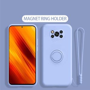 Case POCO X3 PRO / POCO X3 NFC / POCO X3 Soft Case Magnetic Ring Holder Liquid Silicone Cover Casing Handphone