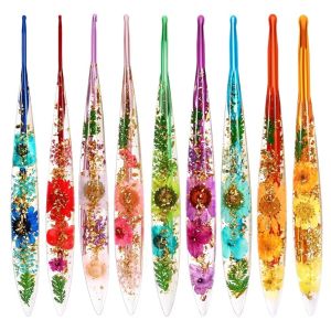FXUP Floral Resin Grips Crochet Hook Non-Slip 2.0-6.0mm DIY Weaving Tools Useful Yarn Knitting Weave Beginners