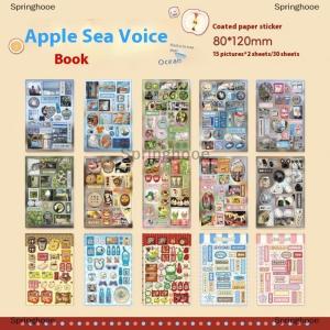 [COD] Springhooe 30Sheets Kawaii Japanese Showa Style Cuisine Dessert Glitter Film Sticker Book DIY Handmade Scrapbook Aesthetic Stationery