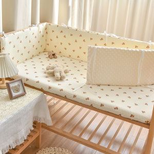 Removeable Crib Protector Cotton Baby Bed Surround Bumper Cartoon Anti-collision Safety Rail Fence