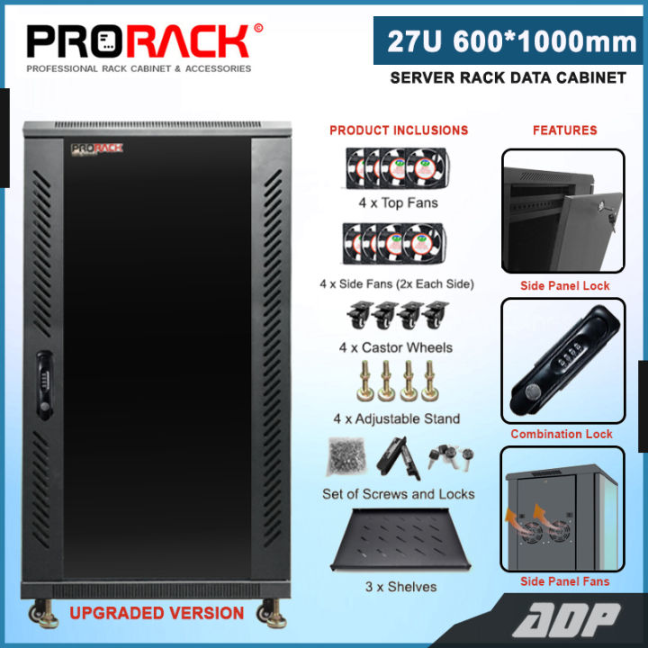 PRORACK 27U (600x800mm or 600x1000mm) Server Data Rack Cabinet for ...
