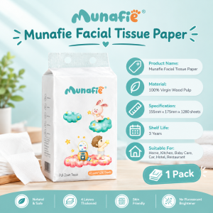 【Buy 1 Take 3】Munafie Facial Tissue Paper 4 Ply Large Size Soft & Smooth Toilet paper 1280 Sheets
