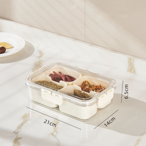 Airtight Drain Food Storage Containers Seasoning box Seasoning Organizer Bin with Lids with Removable Compartment Basket