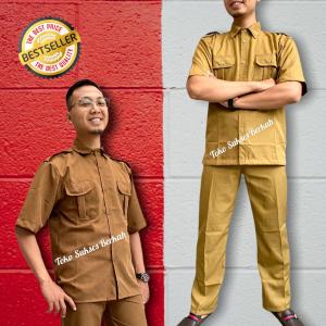 Seragam Keki Pemda PNS/ Setelan Baju Keki Pemda PNS Cowok lengan panjang