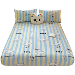 Alls Wonderland Cinnamoroll Bedsheet Cute Sanrio Fitted Bedsheet 100% Cotton Soft 800TC Bedsheet Single Queen King Size
