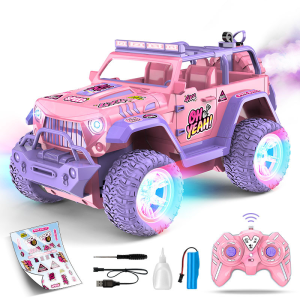 E700 Pink RC Car for Girl Remote Control Pickup Truck Climbing Car With Light Sound Spray High Speed Interaction Electric Princess Toy Gift