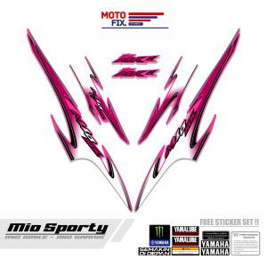 Stiker Striping Decal Body Motor Yamaha Mio Sporty Atau Smile Variasi Dasar Putih Free Sticker Set