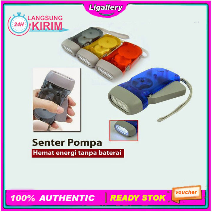 Bisa Cod Senter Pompa Tangan Led Tanpa Baterai Lampu Penerangan Darurat Untuk Camping