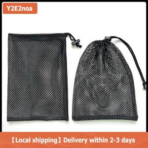 【Local shipping】 Black White Durable Mesh Drawstring Bag Storage Pouch Multi Purpose Home Travel Outdoor Activity Laundry Bag Stuff Sack