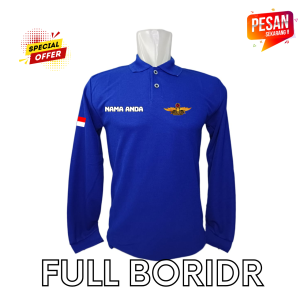 KAOS KERAH FREE CUSTOM NAMA ANDA LOGO WINGS BANYAK PILIHAN WARNA LENGAN PANJANG - FULL BORDIR BKS